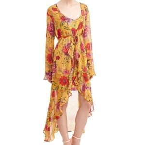Swim Cover-up Kimono NOBO (No Boundaries) Sheer Pool floral yellow Unknown Size